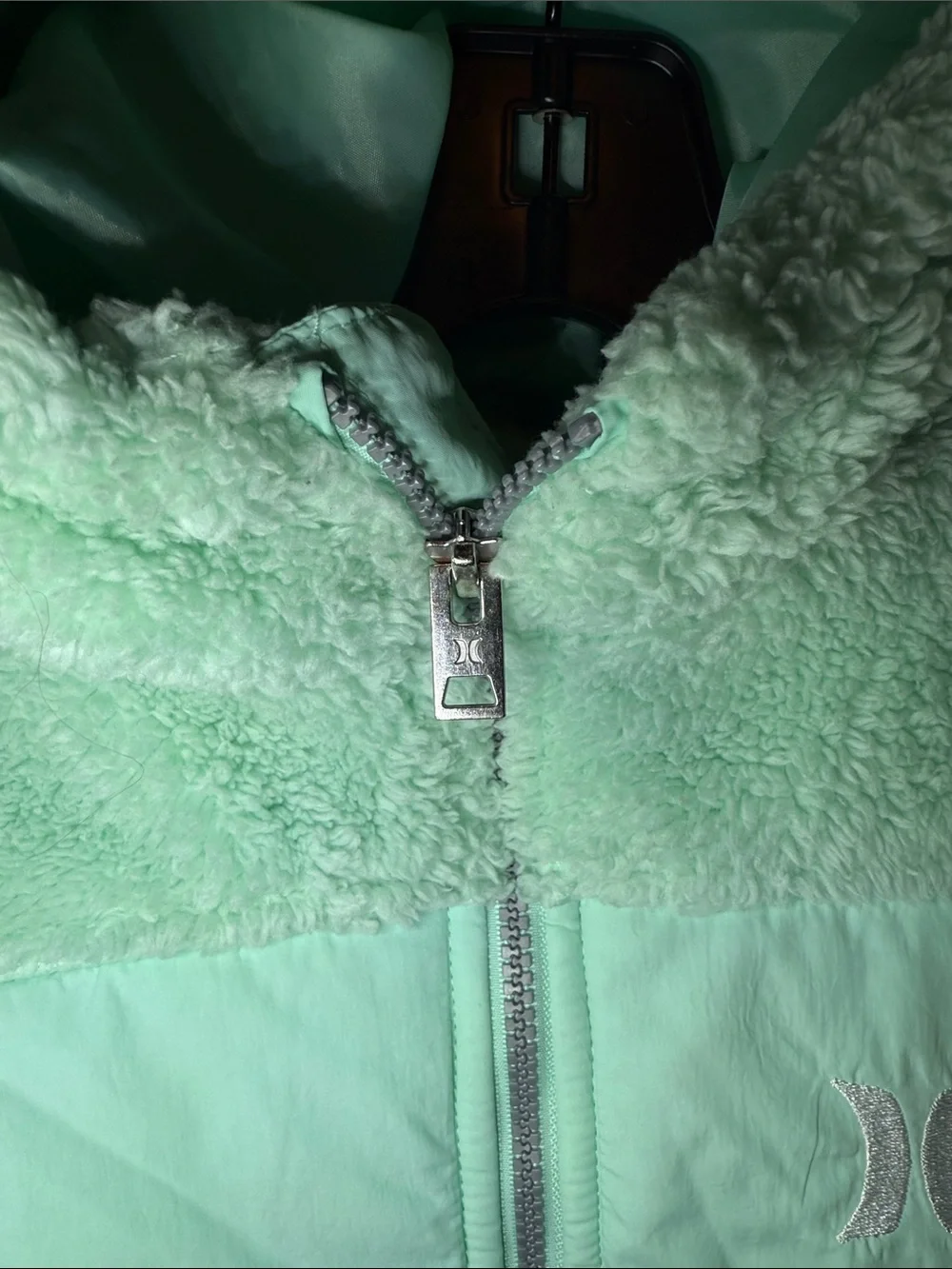 Hurley Girls Jacket Size 5 Mint Quilted Sherpa Puffer